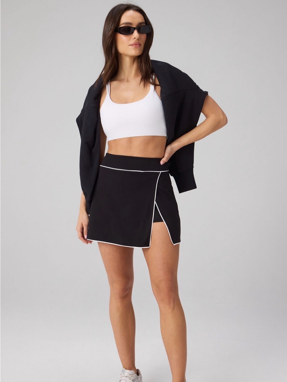 Fabletics Black Skort with White Piping